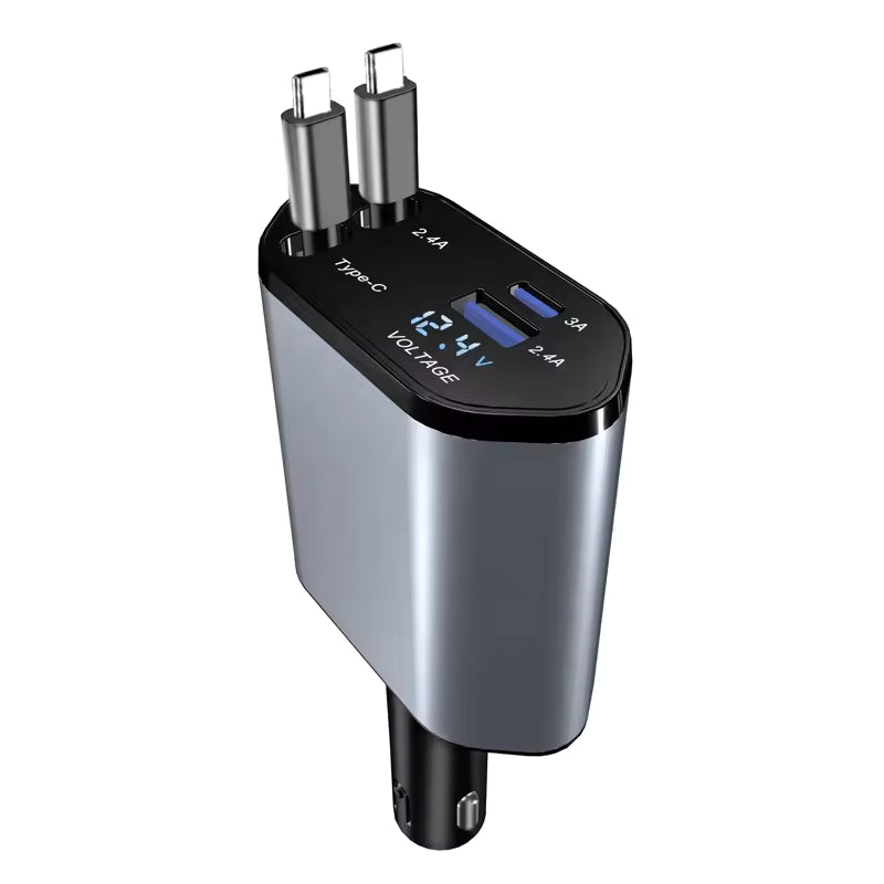 120W Retractable 4-in-1 Car Charger for Phones & Gadgets